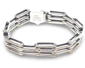 Modern Mexico Sterling Silver Box Link Bracelet