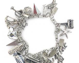 Sterling Silver US Travel Charm Bracelet