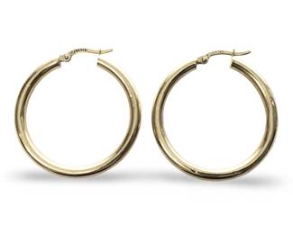 Pair 14Kt Yellow Gold Hoop Earrings
