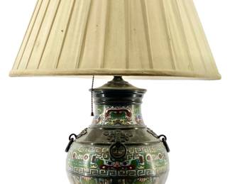 Vintage Chinese Champleve Cloisonne Lamp