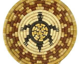 Vintage Hand Woven Turtle Design Hopi Basket