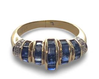 Tremendous 14Kt Yellow Gold Diamond Sapphire Ring