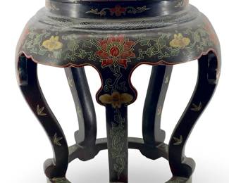 Antique Chinese Lacquer & Cloisonné Wood Stool