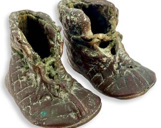 2pc Vintage Hand Crafted Copper Baby Boots