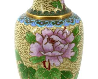 Small Enameled Brass Cloisonné Vase
