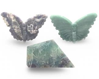 (3pc) Amethyst Fluorite Butterfly Slabs