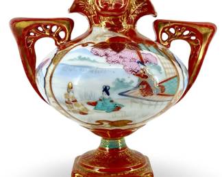Vintage Japanese Hand Painted Kutani Geisha Vase