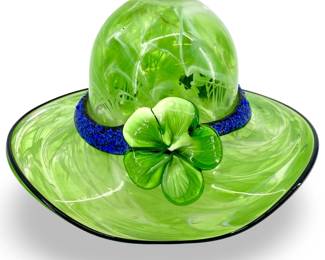 Murano Hand Blown Green Art Glass Hat
