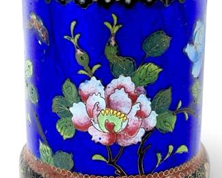 Small Enameled Chinese Cloisonné Brass Vase