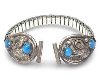Native American Sterling Turquoise Watch Tips