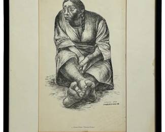 Signed Charles White “Mexican Woman" Lithograph