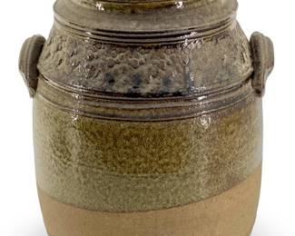 Signed Don H. Lidded Glazed Stoneware Vase