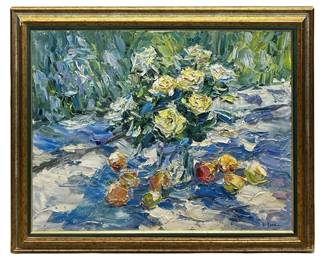 Signed Zorko Floral Still Life Oil on Canvas