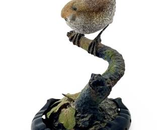 Vintage Carved Resin Perched Bird Sculpture