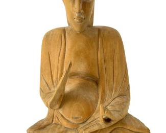 Hand Carved Wooden Zen Master Sculpture