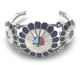 1960’s Zuni Sun Face Sterling Silver Cuff Bracelet