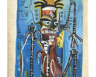 Signed Attributed Jean-Michel Basquiat Mixed Media