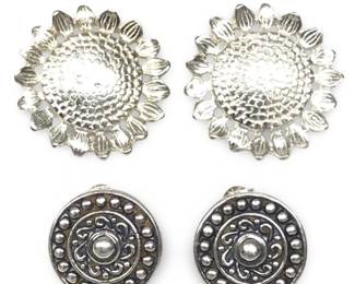 2 Pair Sterling Silver Thailand Sunflower Earrings