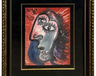 Signed Attributed Pablo Picasso Acrylic on Paper