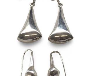 2 Pair Sterling Silver Pear Shape Drop Earrings