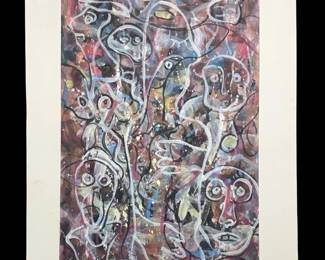 Signed Alfonso Ossorio Mixed Media on Paper