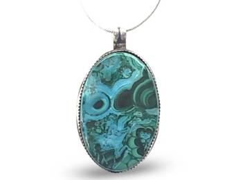 Awesome Sterling Silver Turquoise Pendant Necklace