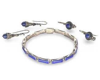 Mexico Sterling Silver Lapis Lazuli Jewelry Set