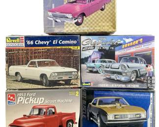 5pc AMT Ertl 1:25 Scale Model Chevy + Ford Cars