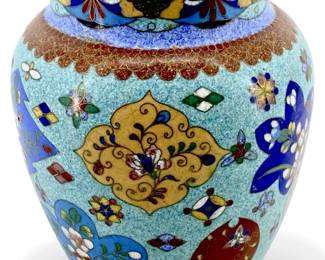 Antique Chinese Cloisonné Brass Vase
