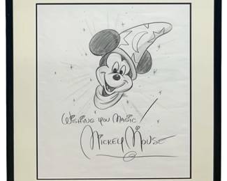 Signed Stacia Martin Sorcerer Mickey Pencil Sketch