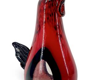 Red and Black Art Glass Chicken