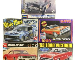 5pc AMT/Revell/ Lindberg 1:25 Scale Model Cars