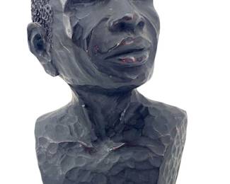 Hand Carved African American Resin Bust