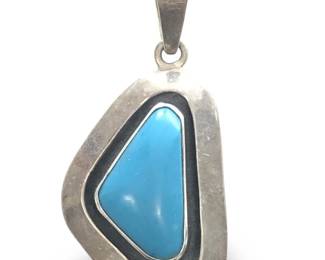Mexico Sterling Silver Turquoise Pendant