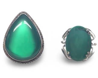 (2) Fabulous Sterling Silver Emerald Rings