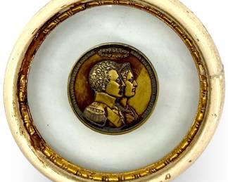 Vintage French Bronze Medallion in Frame