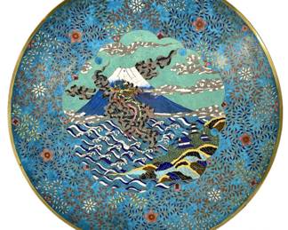 Meiji Japanese Brass Cloisonné Bowl
