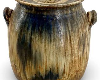 MCM Glazed Stoneware Lidded Vase