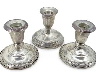 3pc Vintage Amston and Towle Sterling Candlesticks