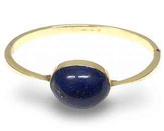 14Kt Yellow Gold Lapis Lazuli Round Hinge Bracelet
