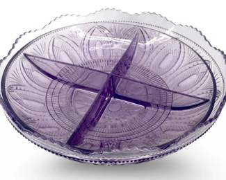 Vintage Divided Amethyst Art Glass Bowl