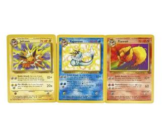 Vaporeon Jolteon and Flareon Jungle Pokémon Cards