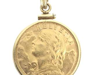 1949-B 20 Franc Gold Coin Pendant