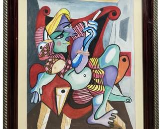 After Signed Picasso Mixed Media