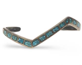 Native American Chip Turquoise Zig Zag Bracelet