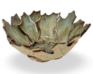 2012 Signed Stoneware Maple Leaf Bowl