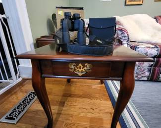 Cherry lamp table and plus binoculars