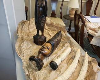 Nigerian carved mahogany bust and fertility goddess...
