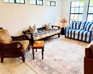 charming blue and white stripe love seat and day bed