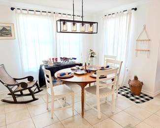 vintage table, white chairs ( sold separately)